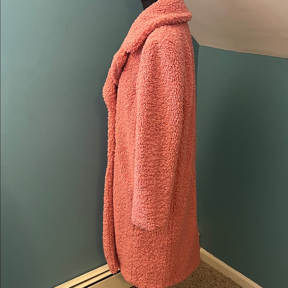 J Crew Pink Double-breasted Teddy Sherpa Topcoat Size Medium - Picture 8 of 16